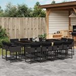 Set mobilier de grădină cu perne, 13 piese, negru, poliratan GartenMobel Dekor