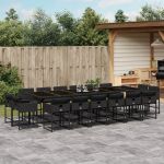 Set mobilier de grădină cu perne, 17 piese, negru, poliratan GartenMobel Dekor