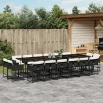 Set mobilier de grădină cu perne, 17 piese, negru, poliratan GartenMobel Dekor