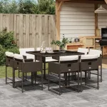 Set mobilier de grădină cu perne, 9 piese, maro, poliratan GartenMobel Dekor