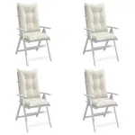 Perne scaun spătar înalt, 4 buc. melanj crem 120x50x7 cm textil GartenMobel Dekor