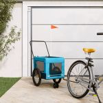 Remorcă bicicletă animale companie, albastru/negru, oxford/fier GartenMobel Dekor