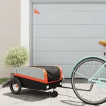 Remorcă pentru biciclete negru/portocaliu, 30 kg, fier GartenMobel Dekor