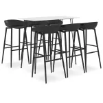 Set mobilier de bar, 7 piese, alb și negru GartenMobel Dekor