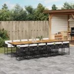 Set mobilier de grădină cu perne, 13 piese, negru, poliratan GartenMobel Dekor