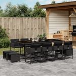 Set mobilier de grădină cu perne, 13 piese, negru, poliratan GartenMobel Dekor