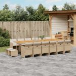 Set mobilier de grădină cu perne, 17 piese, bej, poliratan GartenMobel Dekor