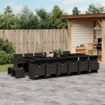 Set mobilier de grădină cu perne, 17 piese, negru, poliratan GartenMobel Dekor