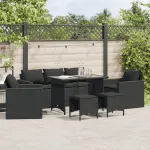 Set mobilier de grădină cu perne, 6 piese, negru, poliratan GartenMobel Dekor
