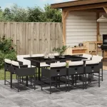 Set mobilier de exterior cu perne, 11 piese, negru, poliratan GartenMobel Dekor