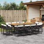 Set mobilier de grădină cu perne, 13 piese, negru, poliratan GartenMobel Dekor