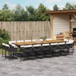 Set mobilier de grădină cu perne, 17 piese, negru, poliratan GartenMobel Dekor