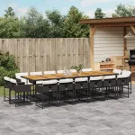 Set mobilier de grădină cu perne, 17 piese, negru, poliratan GartenMobel Dekor