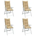 Perne scaun cu spătar înalt 4 buc. melanj bej 120x50x7cm textil GartenMobel Dekor