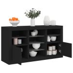 Servantă cu lumini LED, negru, 123x37x67 cm GartenMobel Dekor