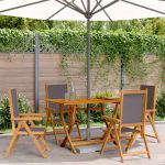 Scaune de grădină rabatabile 4 buc., textil antracit/lemn masiv GartenMobel Dekor
