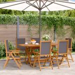 Scaune de grădină rabatabile 6 buc., textil antracit/lemn masiv GartenMobel Dekor