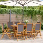 Scaune de grădină rabatabile 8 buc., textil antracit/lemn masiv GartenMobel Dekor