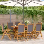 Scaune de grădină rabatabile 8 buc., textil antracit/lemn masiv GartenMobel Dekor