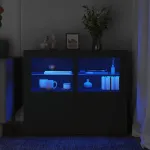 Dulapuri laterale cu lumini LED 2 buc. negru lemn prelucrat GartenMobel Dekor