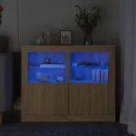 Dulapuri laterale cu lumini LED 2 buc. stejar sonoma GartenMobel Dekor