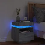 Noptieră cu lumini LED, sonoma gri, 40x39x48,5 cm GartenMobel Dekor
