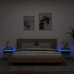 Noptiere cu lumini LED, 2 buc., gri beton, 40x39x48,5 cm GartenMobel Dekor