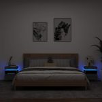Noptiere cu lumini LED, 2 buc., sonoma gri, 40x39x48,5 cm GartenMobel Dekor