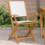 Scaune de grădină 2 buc., alb crem, lemn masiv acacia și textil GartenMobel Dekor