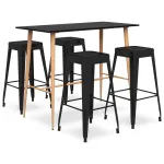 Set mobilier de bar, 5 piese, negru GartenMobel Dekor