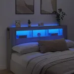 Tăblie de pat cu LED, gri sonoma, 160x18,5x103,5 cm, lemn GartenMobel Dekor