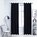 Draperii opace cu inele, 2 buc., negru, 140 x 225 cm, catifea GartenMobel Dekor