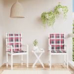 Perne cu spătar roșu carouri, 2 buc., 100x50x3cm, textil Oxford GartenMobel Dekor
