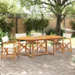 Scaune de grădină pliabile, 4 buc., țesătură alb crem GartenMobel Dekor