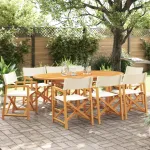 Scaune de grădină pliabile, 8 buc., țesătură alb crem GartenMobel Dekor