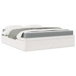 Pat cu saltea, alb, 180x200 cm, lemn masiv pin GartenMobel Dekor