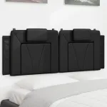 Pernă pentru tăblie pat, negru, 140 cm, piele artificială GartenMobel Dekor