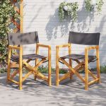 Scaune de grădină pliabile, 2 buc., gri închis, material textil GartenMobel Dekor