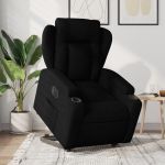 Fotoliu electric rabatabil cu ridicare, negru, textil GartenMobel Dekor