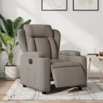 Fotoliu rabatabil electric, gri taupe, material textil GartenMobel Dekor