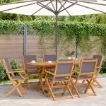 Scaune de grădină pliabile 6 buc., textil antracit/lemn masiv GartenMobel Dekor
