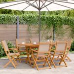 Scaune de grădină pliabile 6 buc., textil taupe/lemn masiv GartenMobel Dekor