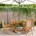 Scaune de grădină rabatabile 4 buc., textil taupe/lemn masiv GartenMobel Dekor