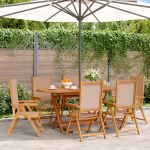 Scaune de grădină rabatabile 6 buc., textil taupe/lemn masiv GartenMobel Dekor