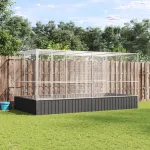 Voliera de păsări cu extensie, argintiu, 418x207x212 cm, oțel GartenMobel Dekor