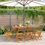 Scaune de grădină pliabile, 8 buc., gri, lemn masiv acacia GartenMobel Dekor