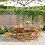 Scaune de grădină pliabile 6 buc., textil taupe/lemn masiv GartenMobel Dekor