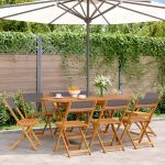 Scaune de grădină pliabile 8 buc., textil antracit/lemn masiv GartenMobel Dekor