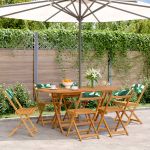 Scaune de grădină pliabile 6 buc., textil verde/lemn masiv GartenMobel Dekor