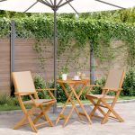 Set mobilier bistro, 3 piese, textil bej/lemn masiv GartenMobel Dekor